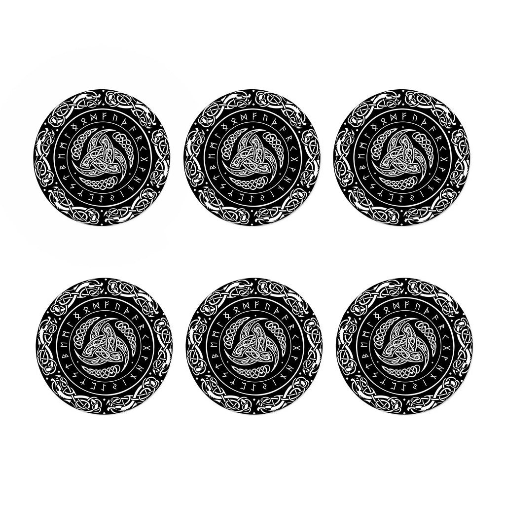 Viking Triple Horn Of Odin Print Coaster Set