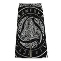 Viking Triple Horn Of Odin Print Cotton Front Slit Maxi Skirt