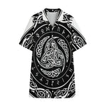 Viking Triple Horn Of Odin Print Cotton Hawaiian Shirt