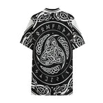 Viking Triple Horn Of Odin Print Cotton Hawaiian Shirt