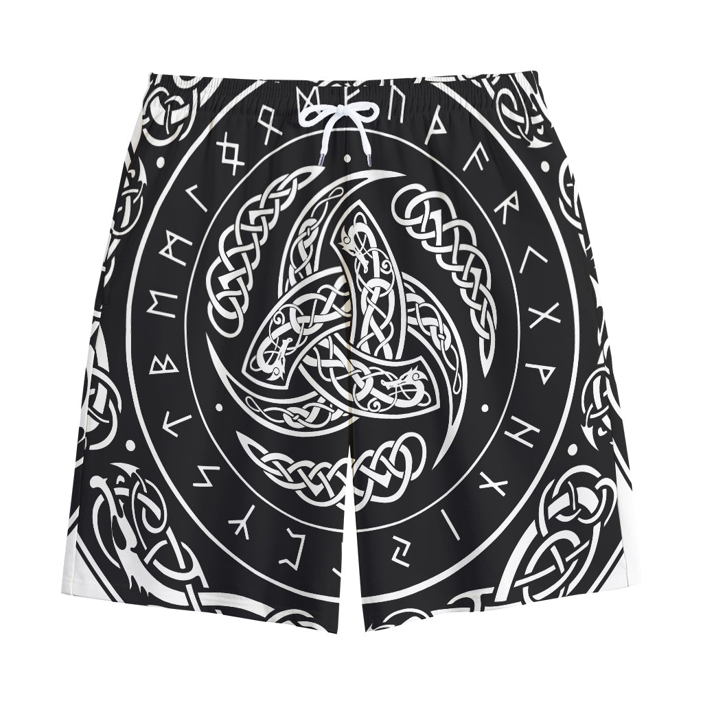 Viking Triple Horn Of Odin Print Cotton Shorts