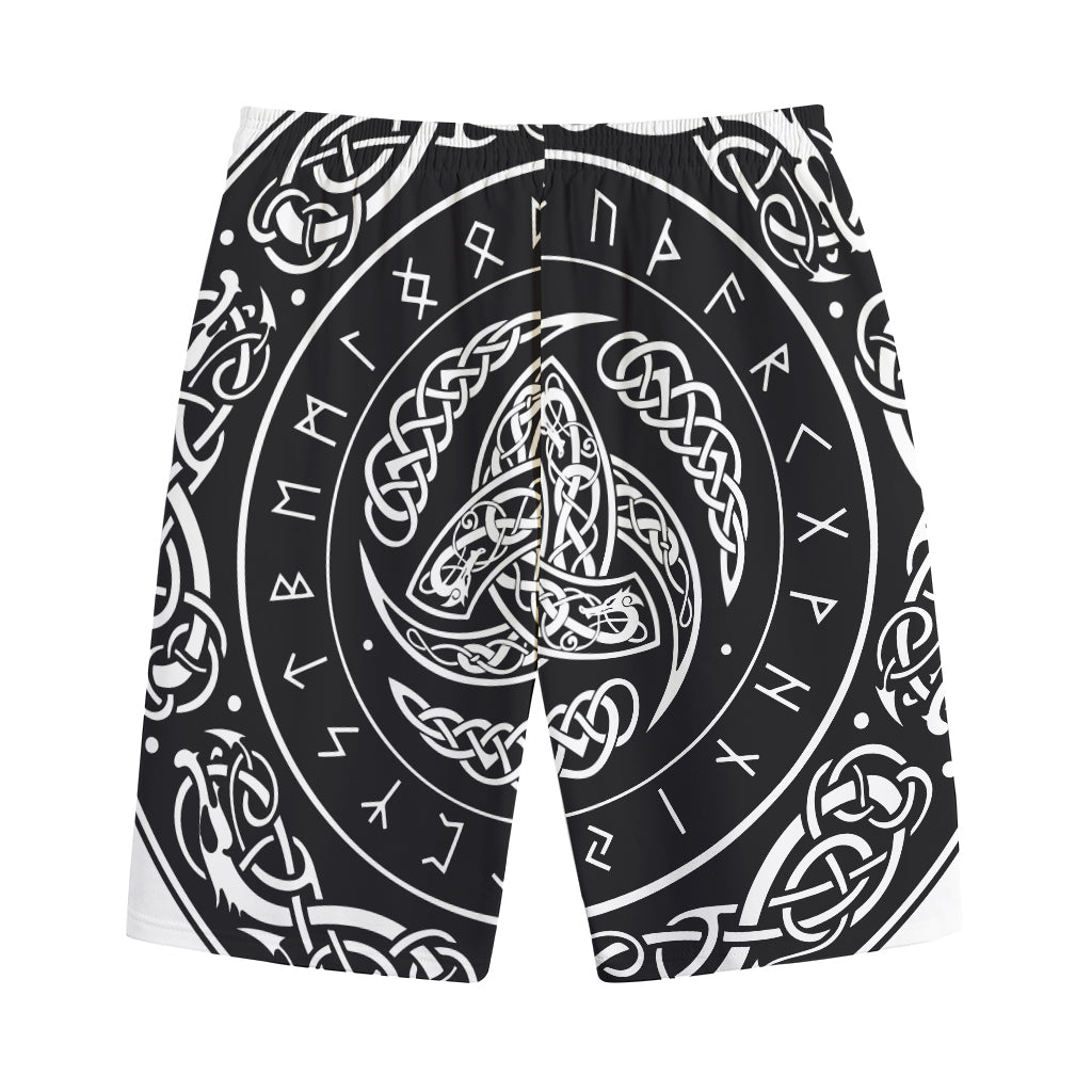 Viking Triple Horn Of Odin Print Cotton Shorts