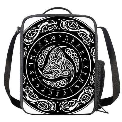 Viking Triple Horn Of Odin Print Crossbody Lunch Bag