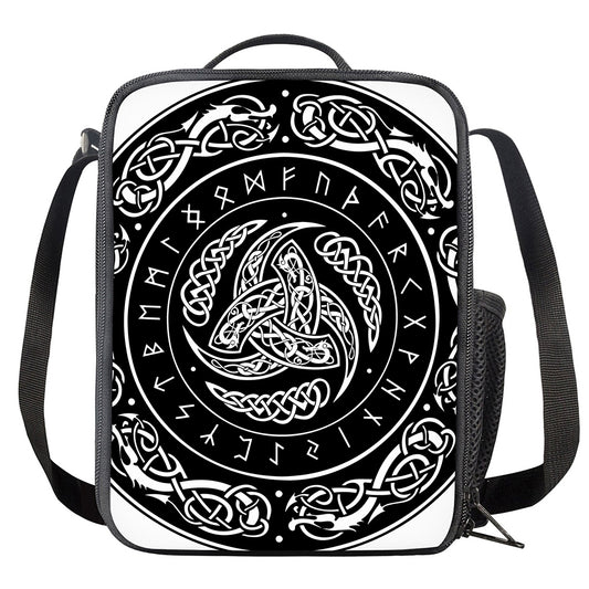 Viking Triple Horn Of Odin Print Crossbody Lunch Bag