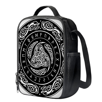 Viking Triple Horn Of Odin Print Crossbody Lunch Bag
