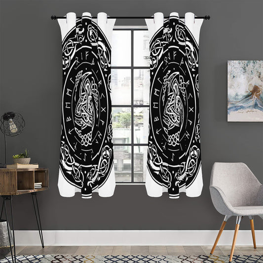 Viking Triple Horn Of Odin Print Curtain