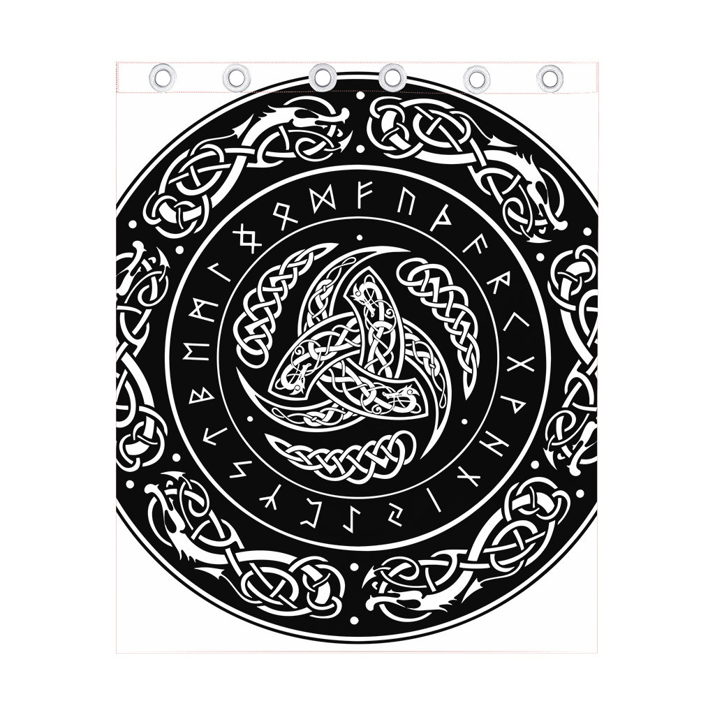 Viking Triple Horn Of Odin Print Curtain