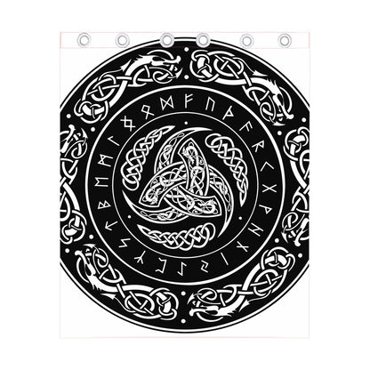Viking Triple Horn Of Odin Print Curtain