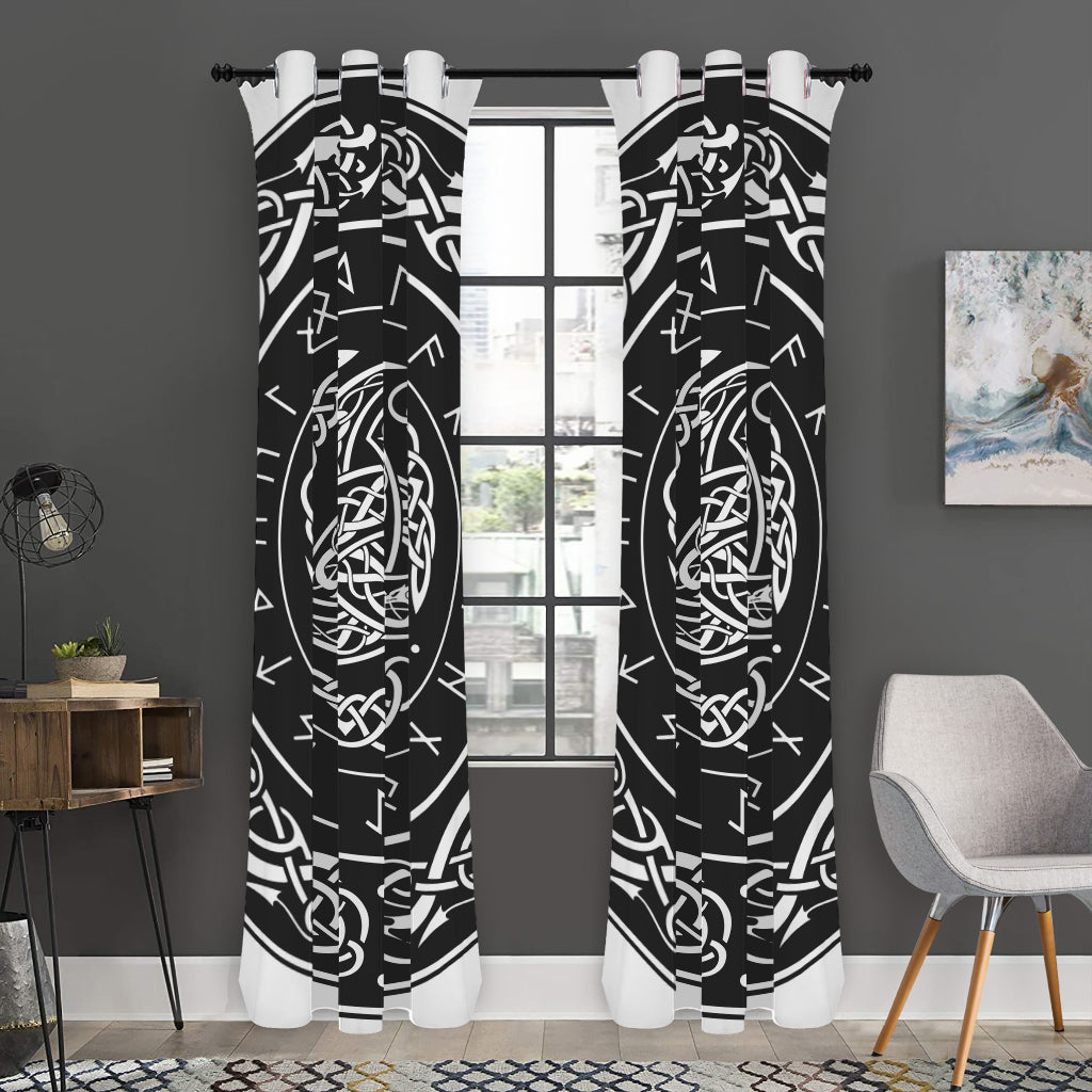 Viking Triple Horn Of Odin Print Curtain
