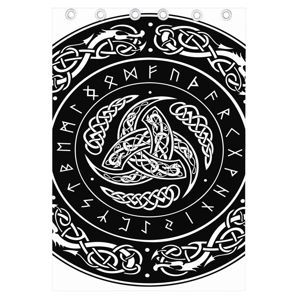 Viking Triple Horn Of Odin Print Curtain