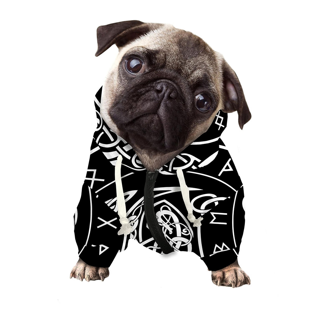 Viking Triple Horn Of Odin Print Dog Zip Up Hoodie
