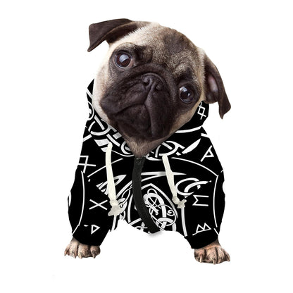 Viking Triple Horn Of Odin Print Dog Zip Up Hoodie