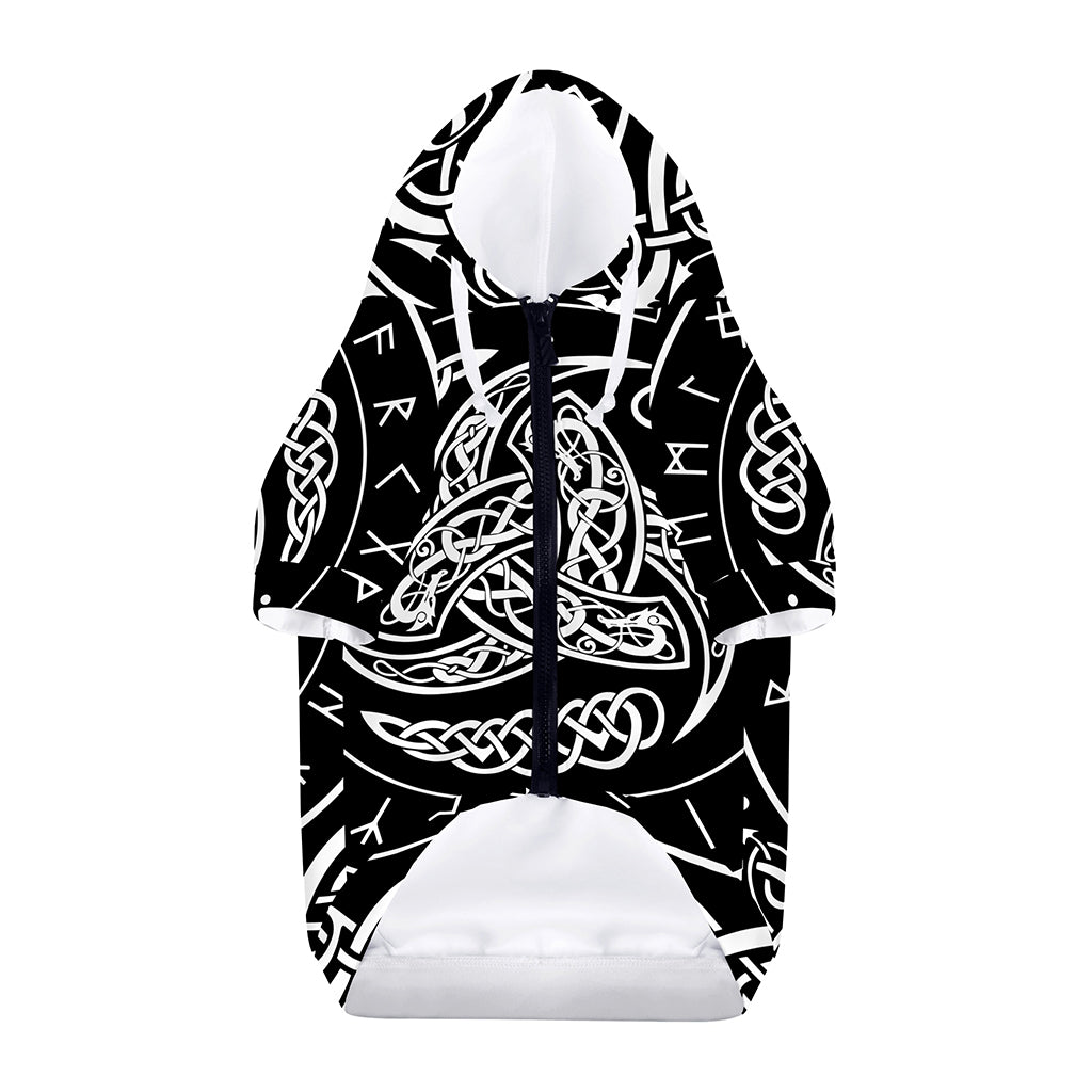 Viking Triple Horn Of Odin Print Dog Zip Up Hoodie