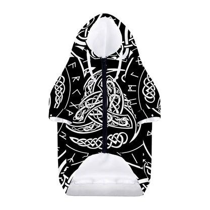Viking Triple Horn Of Odin Print Dog Zip Up Hoodie