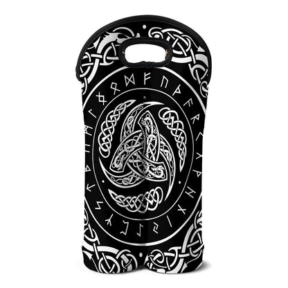 Viking Triple Horn Of Odin Print Double Neoprene Wine Tote