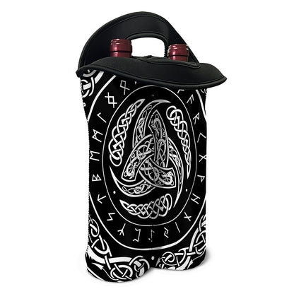 Viking Triple Horn Of Odin Print Double Neoprene Wine Tote