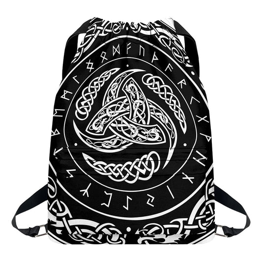 Viking Triple Horn Of Odin Print Drawstring Backpack