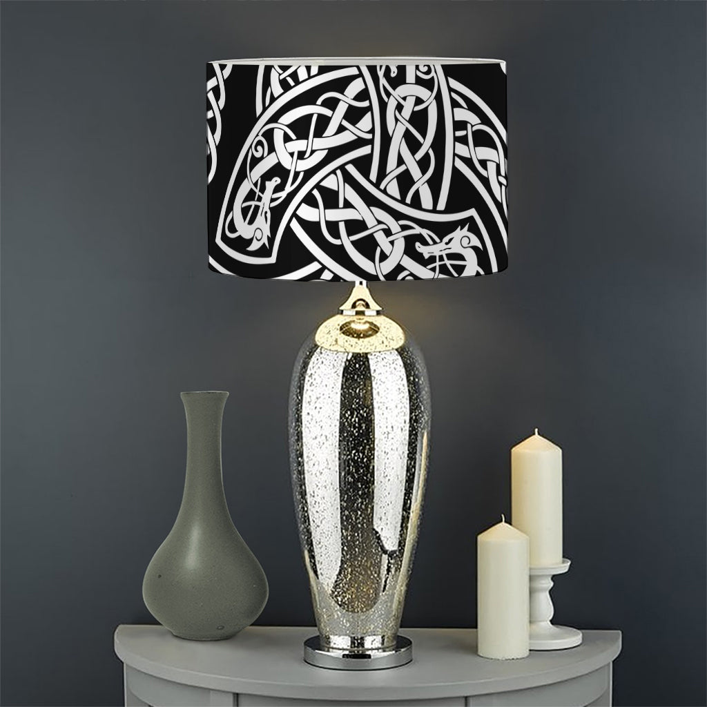 Viking Triple Horn Of Odin Print Drum Lamp Shade