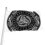 Viking Triple Horn Of Odin Print Flag