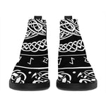 Viking Triple Horn Of Odin Print Flat Ankle Boots