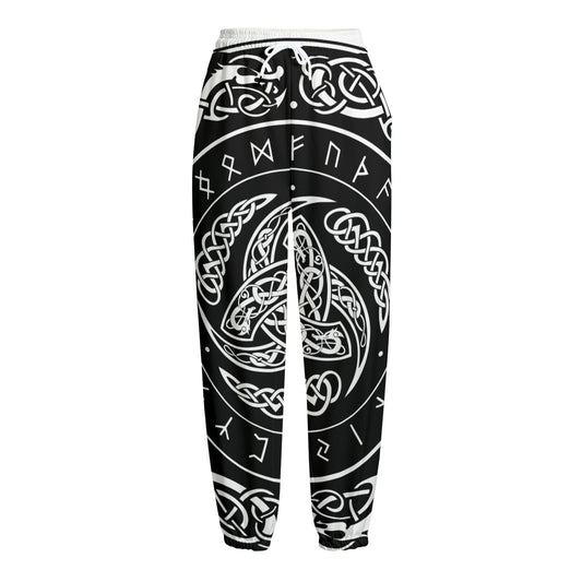 Viking Triple Horn Of Odin Print Fleece Lined Knit Pants
