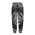 Viking Triple Horn Of Odin Print Fleece Lined Knit Pants