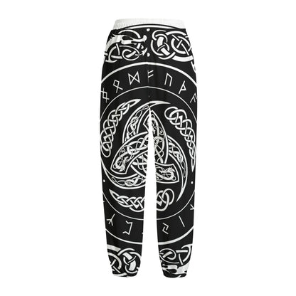 Viking Triple Horn Of Odin Print Fleece Lined Knit Pants