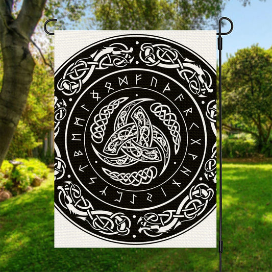 Viking Triple Horn Of Odin Print Garden Flag