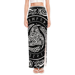 Viking Triple Horn Of Odin Print High Slit Maxi Skirt