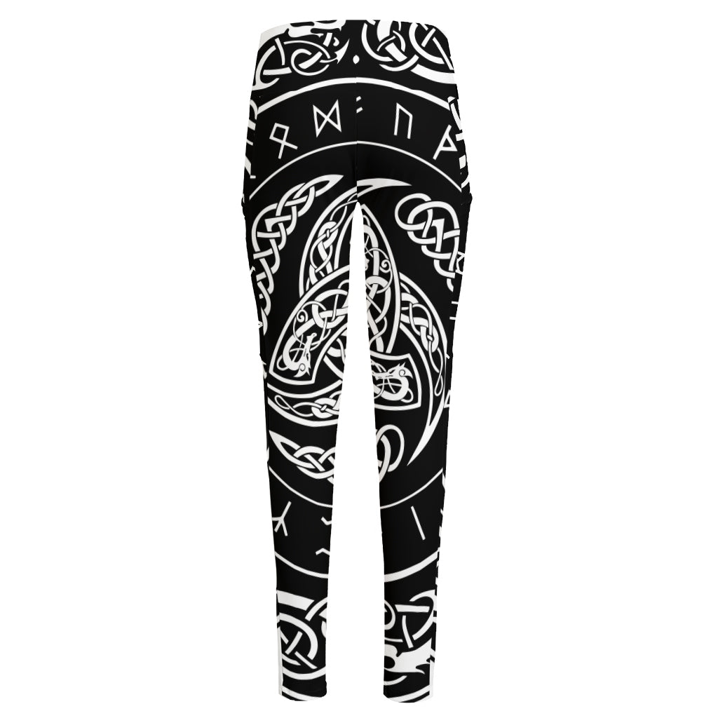 Viking Triple Horn Of Odin Print High-Waisted Pocket Leggings