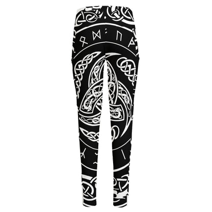 Viking Triple Horn Of Odin Print High-Waisted Pocket Leggings