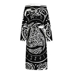 Viking Triple Horn Of Odin Print Hooded Bathrobe