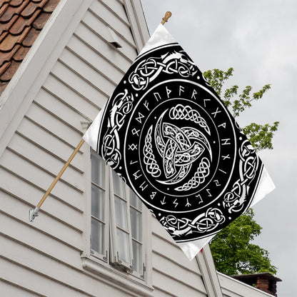 Viking Triple Horn Of Odin Print House Flag