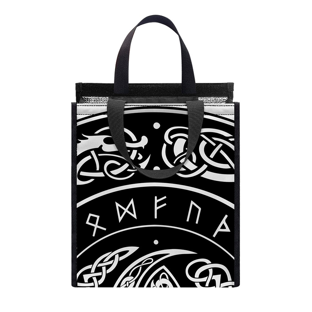 Viking Triple Horn Of Odin Print Insulated Lunch Tote