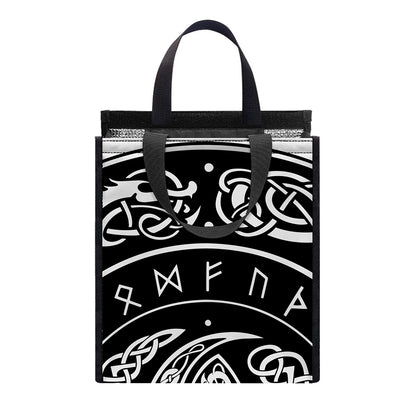Viking Triple Horn Of Odin Print Insulated Lunch Tote