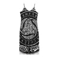 Viking Triple Horn Of Odin Print Jersey Midi Cami Dress