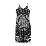 Viking Triple Horn Of Odin Print Jersey Midi Cami Dress