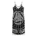 Viking Triple Horn Of Odin Print Jersey Midi Cami Dress