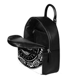 Viking Triple Horn Of Odin Print Leather Backpack
