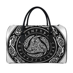 Viking Triple Horn Of Odin Print Leather Duffle Bag