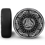 Viking Triple Horn Of Odin Print Leather Spare Tire Cover