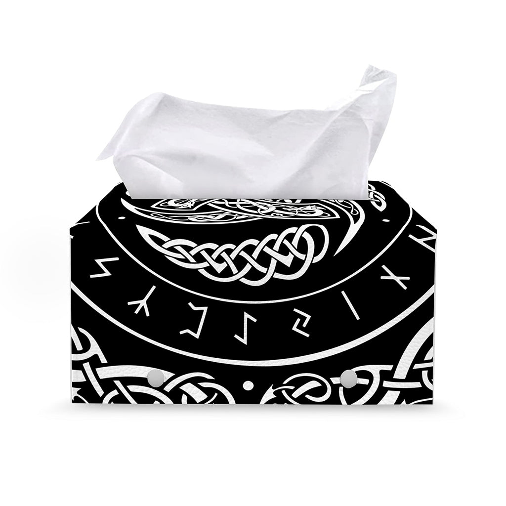 Viking Triple Horn Of Odin Print Leather Tissue Box Cover