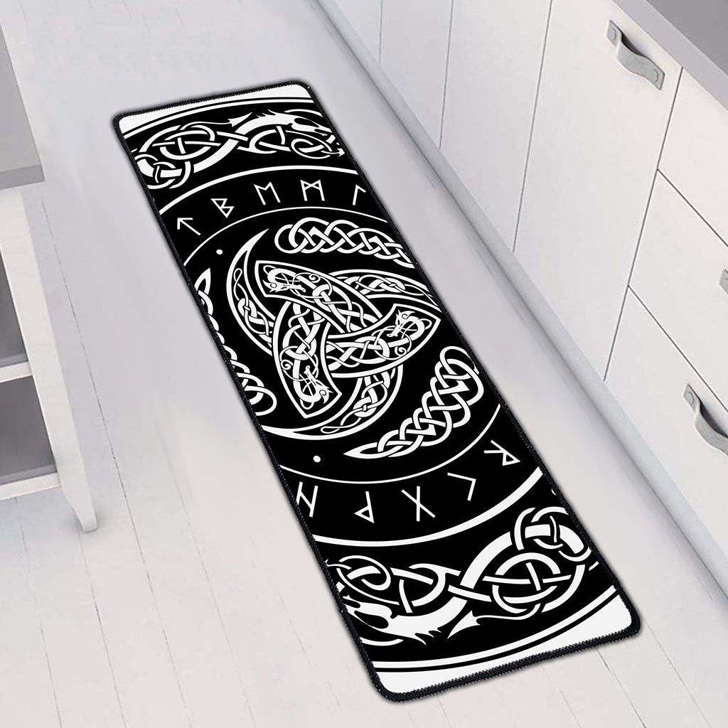 Viking Triple Horn Of Odin Print Long Kitchen Mat