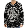 Viking Triple Horn Of Odin Print Long Sleeve Baseball Jersey