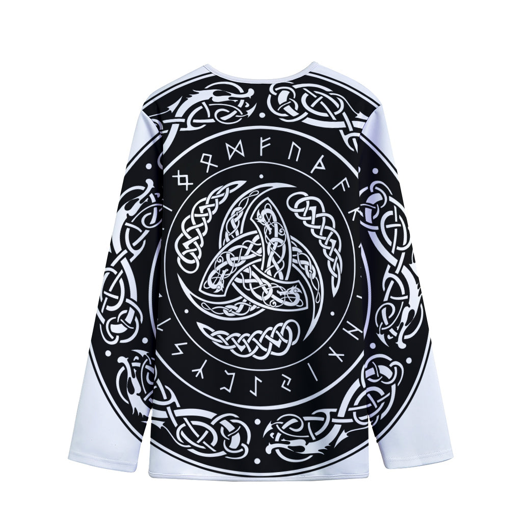 Viking Triple Horn Of Odin Print Long Sleeve Short Coat