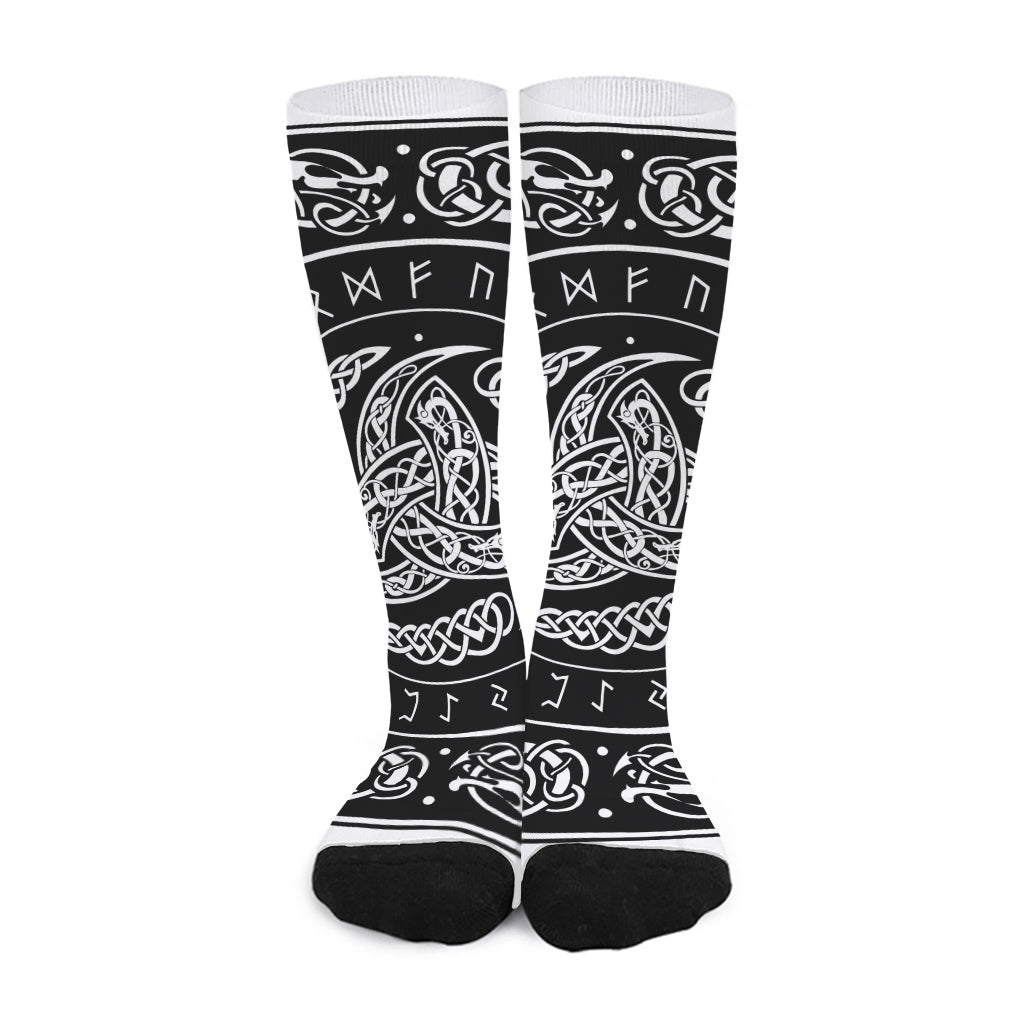 Viking Triple Horn Of Odin Print Long Socks