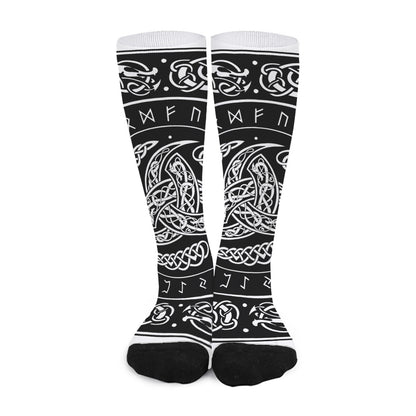 Viking Triple Horn Of Odin Print Long Socks