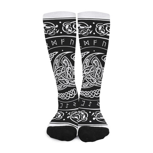 Viking Triple Horn Of Odin Print Long Socks