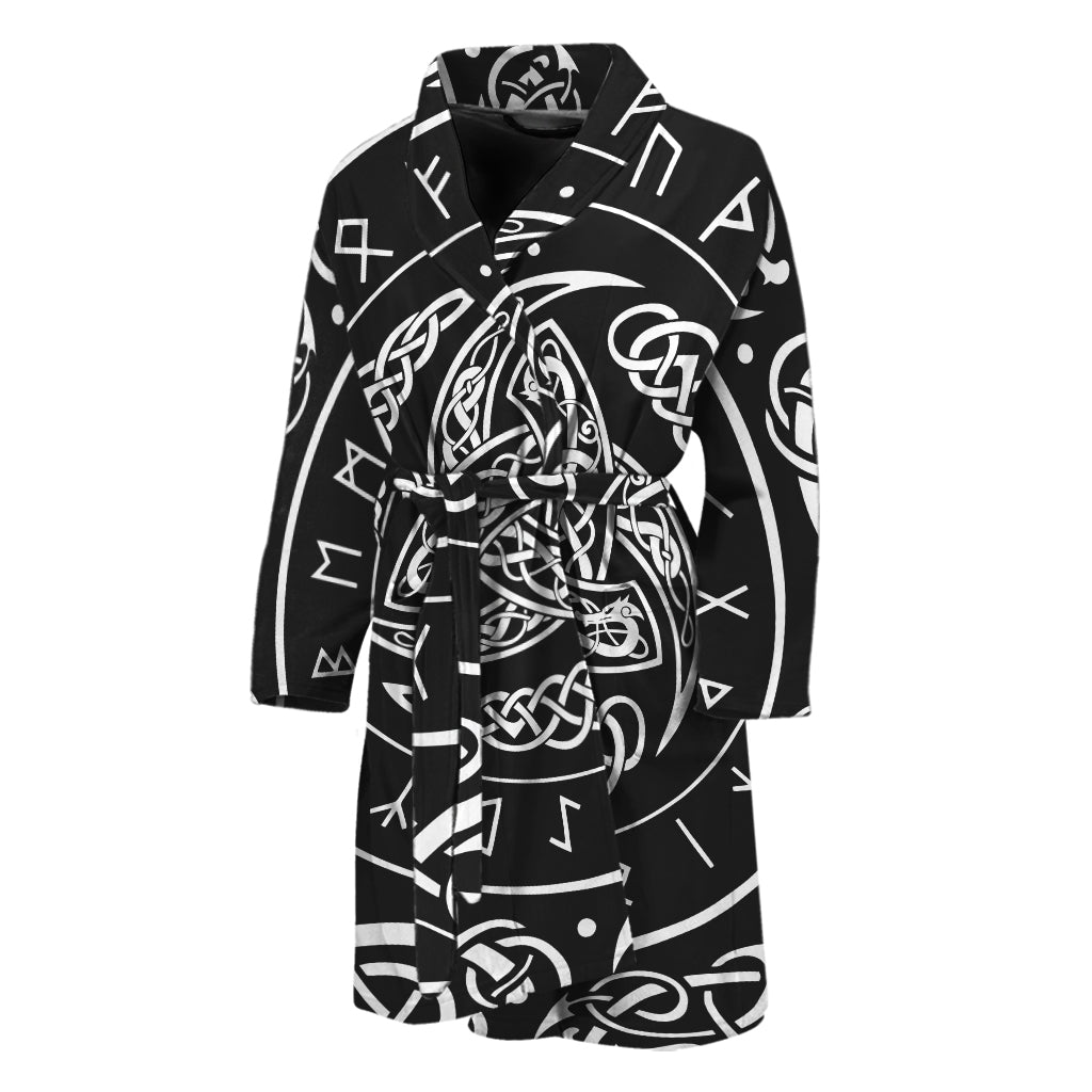 Viking Triple Horn Of Odin Print Men's Bathrobe
