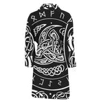 Viking Triple Horn Of Odin Print Men's Bathrobe